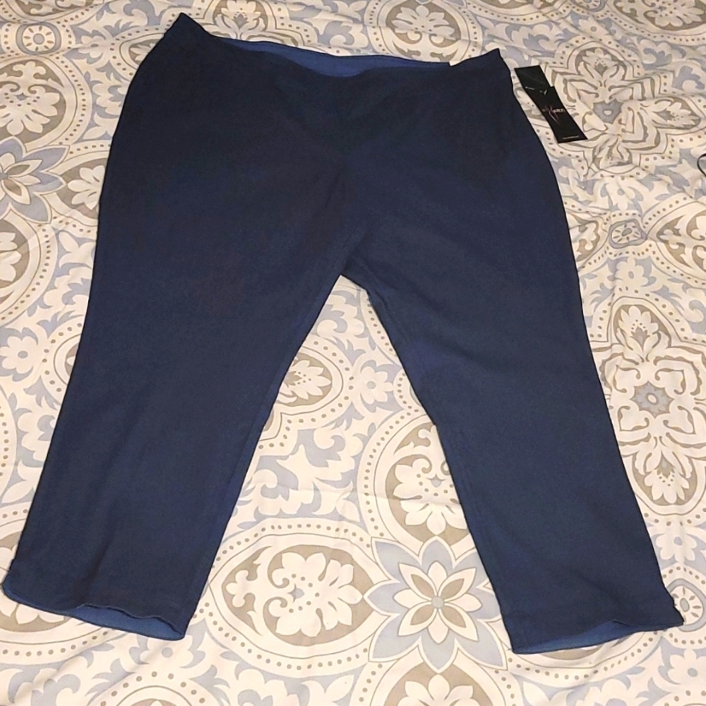 Slimsation Pants NWT 24W Reversible Navy & Light Blue High Rise Stretch
